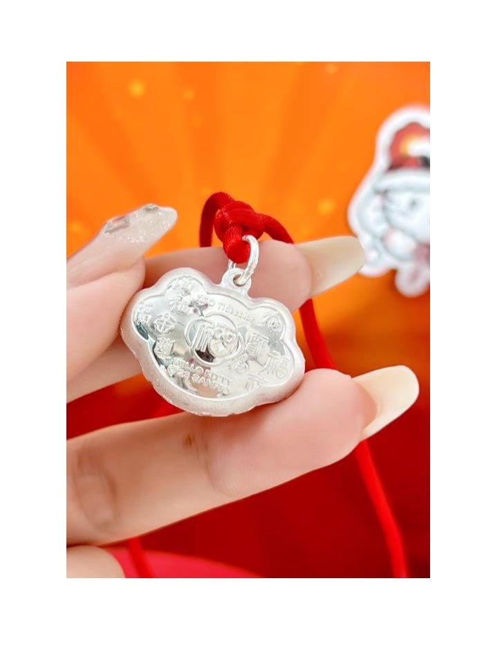 ZGO Full Silver 999 Longevity Lock Necklace, Baby's Hundred Day Full Moon One Year Gift  - Image 4