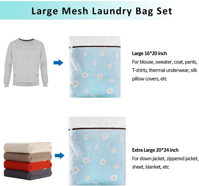 INKULTURE Mesh Laundry Bags for Cloth Washing Size Medium and Large (Set of 2) - Great for Machine Washing Bag and Garment Bag for Blouse, Hosiery, Underwear, Sweaters - Image 3
