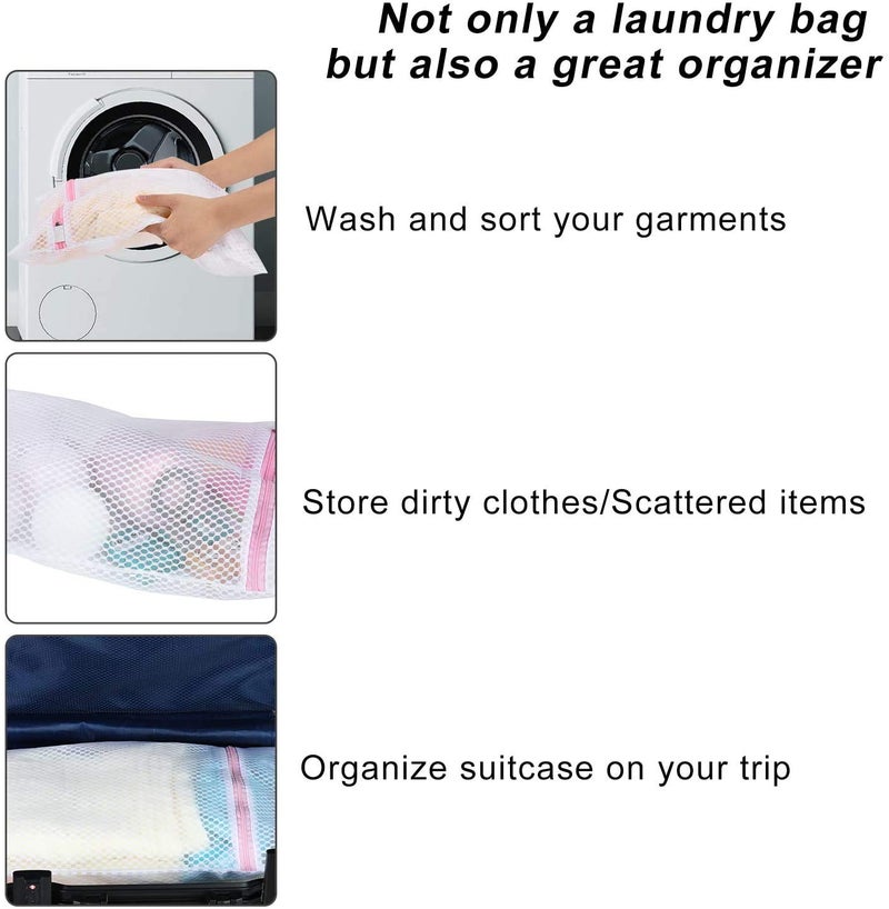 INKULTURE Mesh Laundry Bags for Cloth Washing Size Medium and Large (Set of 2) - Great for Machine Washing Bag and Garment Bag for Blouse, Hosiery, Underwear, Sweaters - Image 4