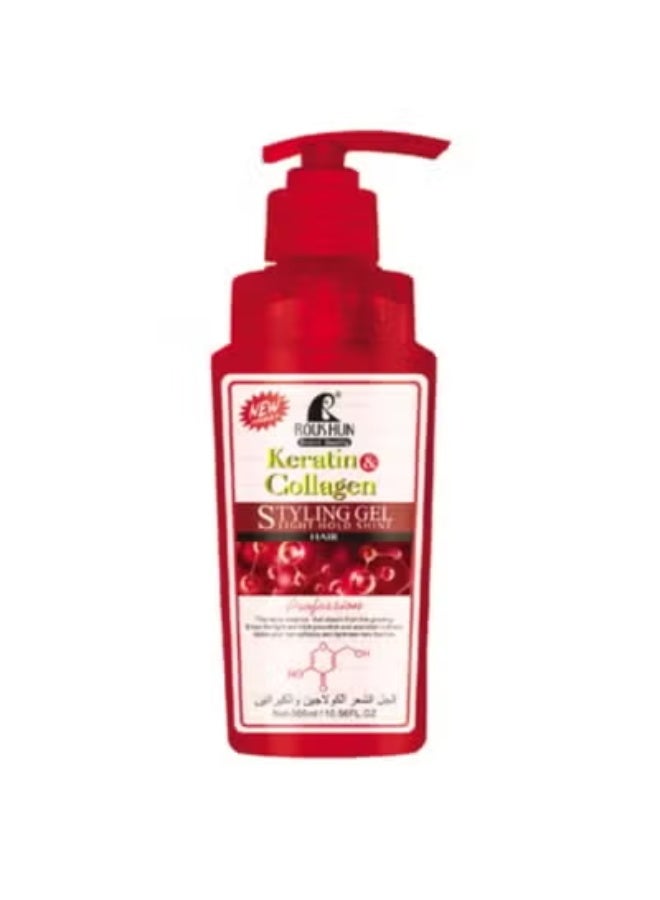 Roushun Keratin & Collagen Hair Styling Gel, 300 ml - Image 1