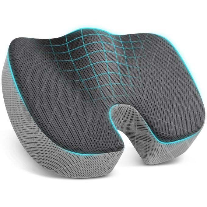 OfficeCar Seat Cushion NonSlip Sciatica Back Coccyx Tailbone Pain Relief Chair Pad Memory Foam Butt Pillow for Computer Desk Wheelchair Driving BlackGrey