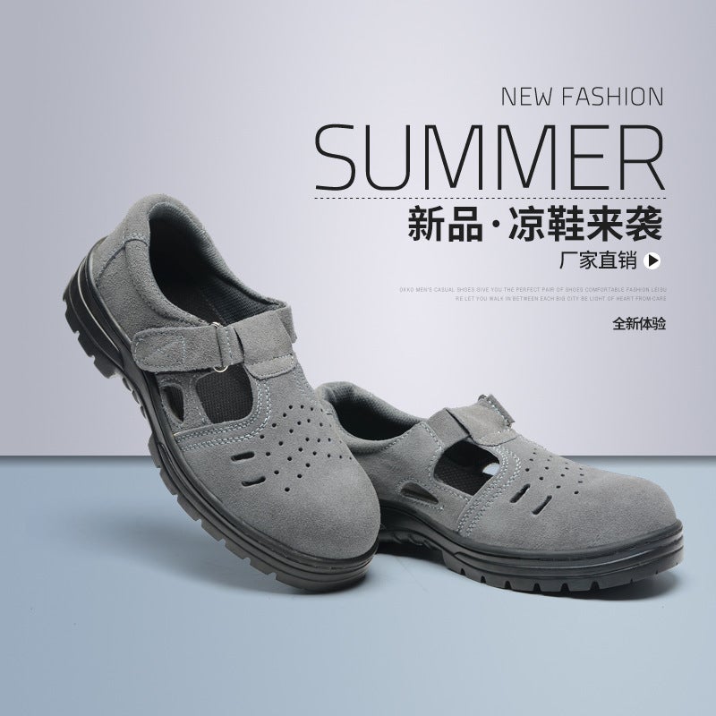 Labor Protection Shoes, Anti-Smash And Anti-Puncture, Summer Breathable Sandals, Safety Protective Work Shoes, Non-Slip, Wear-Resistant, Lightweight Cowhide Shoes - Image 3