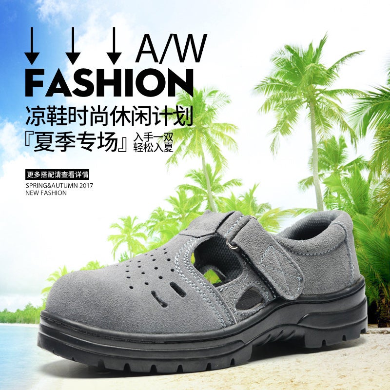 Labor Protection Shoes, Anti-Smash And Anti-Puncture, Summer Breathable Sandals, Safety Protective Work Shoes, Non-Slip, Wear-Resistant, Lightweight Cowhide Shoes - Image 4