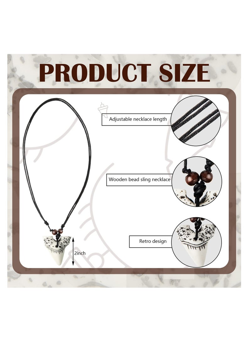 Excefore Shark Tooth Necklaces for Boys, 12 Pcs Surfer Necklace, Shark Tooth Pendant Neckless, Cool Beach Necklaces for Men, Hawaiian Beach Surfer Jewelry, Adjustable Cord Necklace - Image 2