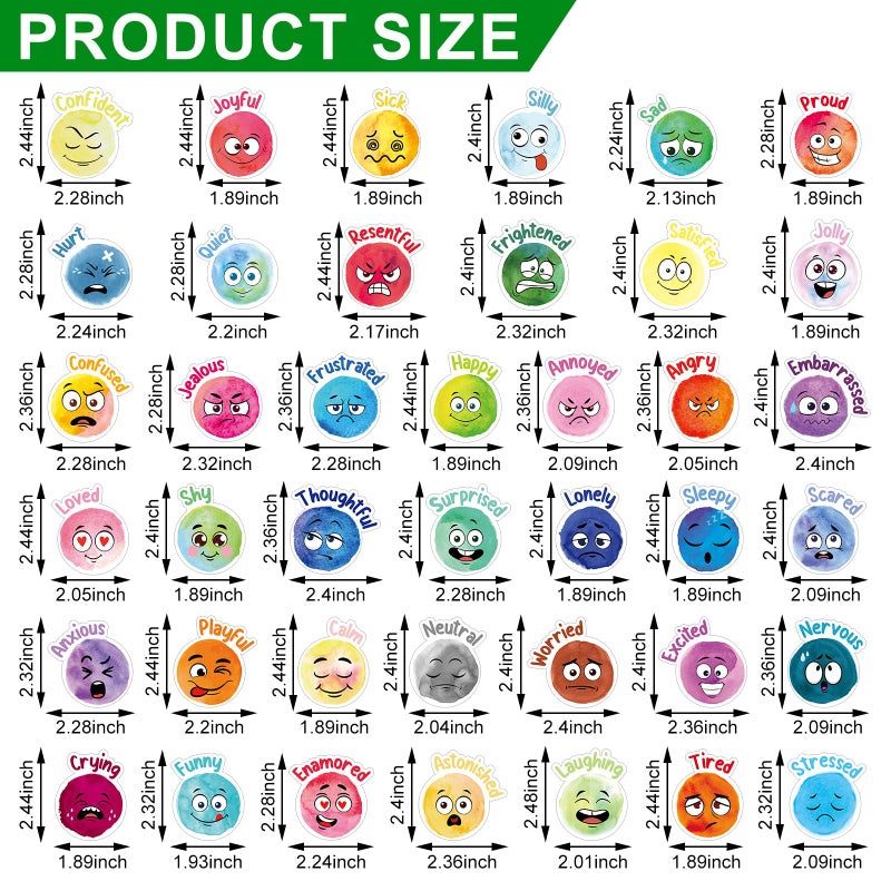 Saysurey 40 Pcs Feelings Refrigerator Magnets Funny Face Emotional Feelings Magnets Cute Social Emotional Fridge Magnets Round Decorative Funky Mood Magnets for Locker Whiteboard(Colorful) - Image 2