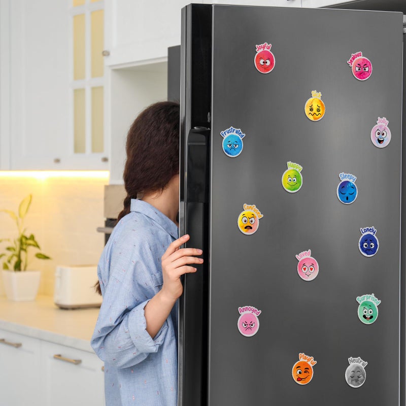 Saysurey 40 Pcs Feelings Refrigerator Magnets Funny Face Emotional Feelings Magnets Cute Social Emotional Fridge Magnets Round Decorative Funky Mood Magnets for Locker Whiteboard(Colorful) - Image 5