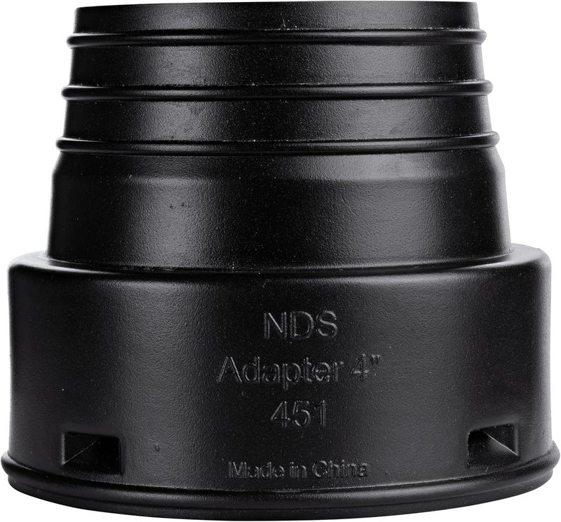 NDS 451 HDPE Corrugated Adapter, 4-Inch, for Spigot X 4 inch Corrugated Hub Connections, for use with 4 inch Drain Pipes & Fittings, Black - Image 5