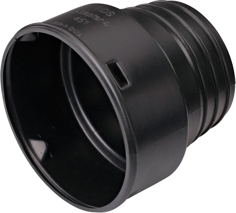 NDS 451 HDPE Corrugated Adapter, 4-Inch, for Spigot X 4 inch Corrugated Hub Connections, for use with 4 inch Drain Pipes & Fittings, Black - Image 1