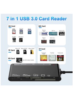 KASTWAVE USB 3.0 Memory Card Reader Upgraded Extension 7 in 1 Multi-Card Adapter 5Gbps Read Write for SD SDXC SDHC CF CFI TF XD Micro SD Micro SDXC Micro SDHC MS MMC UHS-I Card for Windows Mac OS Linux  - Image 2