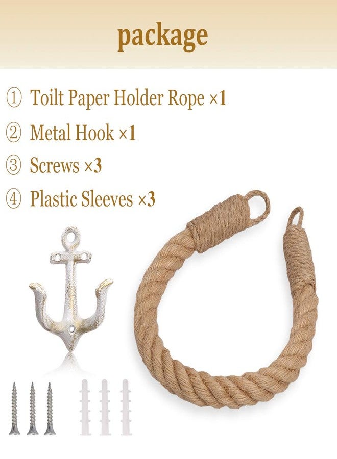Amerla Nautical Anchor Toilet Paper Holder Rustic Industrial Wall-Mounted Towel Ring with Metal Hook for Bathroom Decor (White) - Image 3