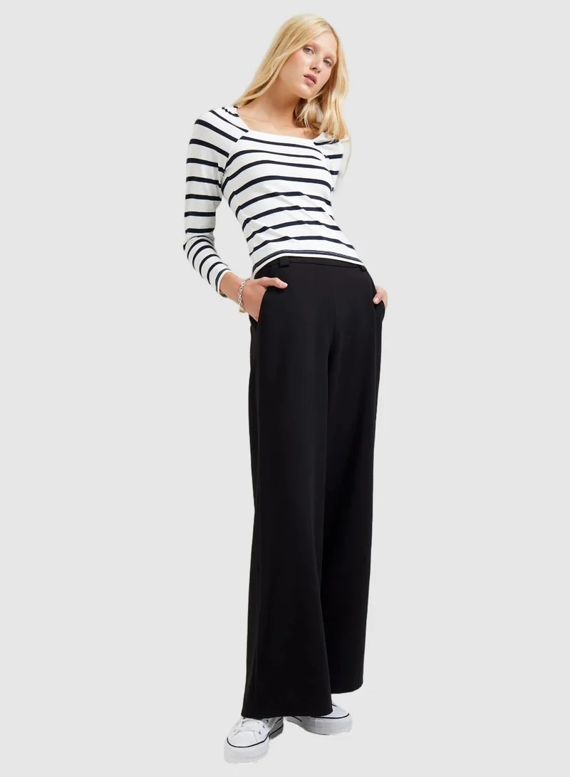 French Connection Rallie Stripe Square Neck Long Sleeve T-Shirt