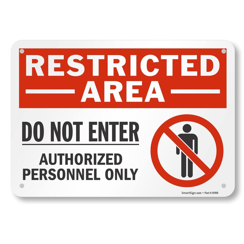 SmartSign 10 x 14 inch â€œRestricted Area - Do Not Enter, Authorized Personnel Onlyâ€ OSHA Metal Sign, 40 mil Laminated Rustproof Aluminum, Red, Black and White, Made in USA - Image 1