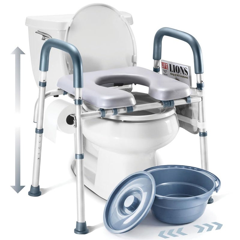 Medical king Toilet Seat Risers for Seniors Bedside Commode for Elderly Width and Height Adjustable Raised Toilet Seat with Handles for Elderly Handicap, Elevated, Pregnant, Fit Any Toilet Heavy Duty Up to 400lbs - Image 1