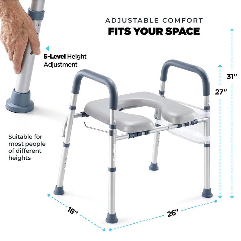 Medical king Toilet Seat Risers for Seniors Bedside Commode for Elderly Width and Height Adjustable Raised Toilet Seat with Handles for Elderly Handicap, Elevated, Pregnant, Fit Any Toilet Heavy Duty Up to 400lbs - Image 4