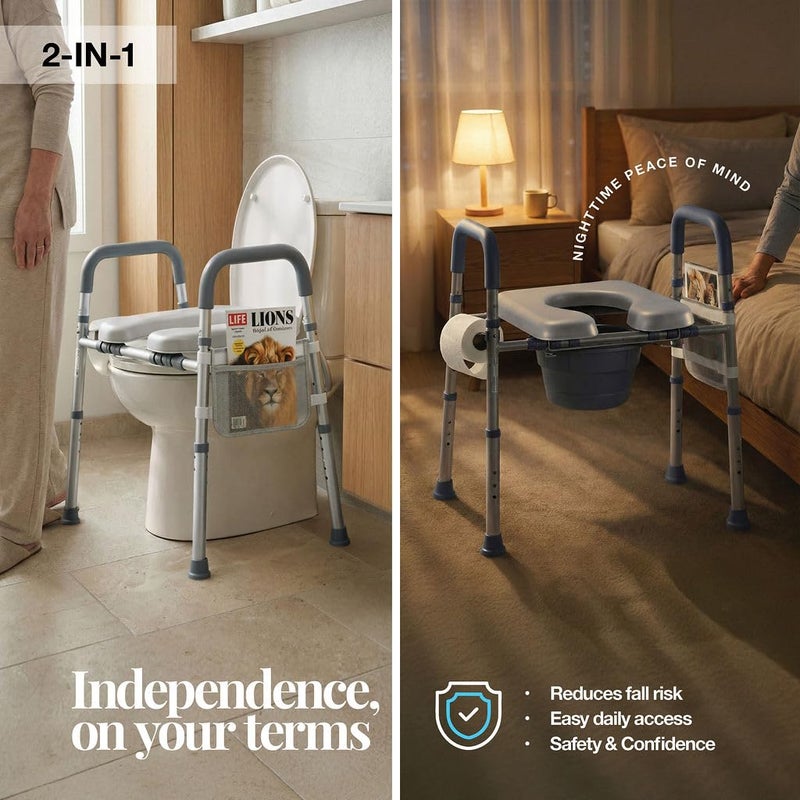 Medical king Toilet Seat Risers for Seniors Bedside Commode for Elderly Width and Height Adjustable Raised Toilet Seat with Handles for Elderly Handicap, Elevated, Pregnant, Fit Any Toilet Heavy Duty Up to 400lbs - Image 2