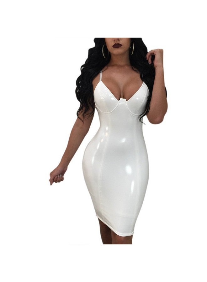 Europe And The United States V-neck Strap Zipper Split Hem Dress Nightclub Skirt