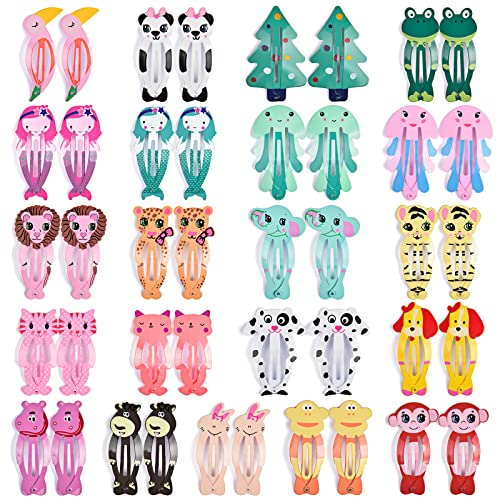 IKOCO Hair Clips for Girl, 42Pcs Animal Pattern Snap Hair Clips, Cartoon Design Barrettes for Toddler Girls - Image 1