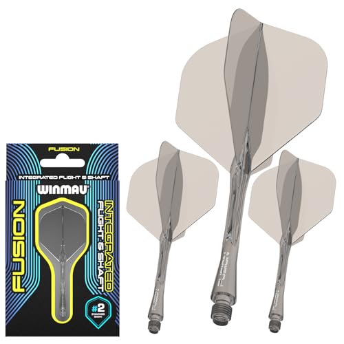 Winmau Darts Fusion Integrated Flight & Shaft System - No.2 Shape & Design - Grey Colour, Short Length - Image 1