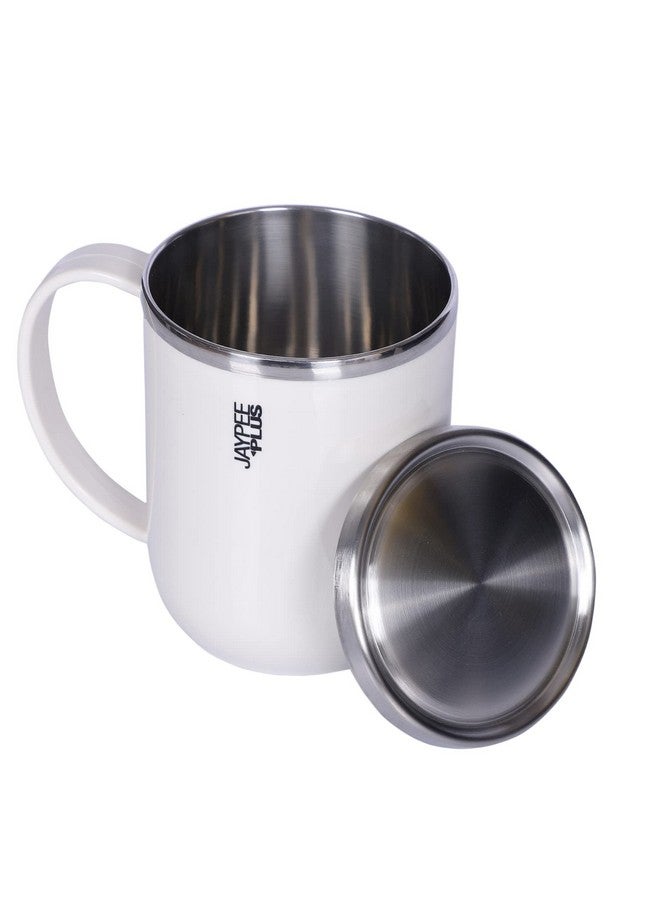 JAYPEE PLUS كوب جايبي بلس كابشوب مع غطاء داخلي من الفولاذ المقاوم للصدأ وغطاء معزول لكوب الشاي | خالي من BPA | درجة غذائية | مناسب كهدية، 400 مل، عاجي - Image 3