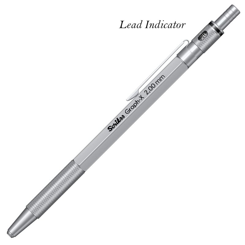 Scrikss 20mm Mechanical Clutch Lead Pen Pencil Satin Chrome Brass Body Push Mechanism GraphX Series Mini Removable Sharpener - Image 5