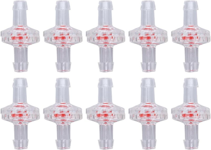 klarako 10 PCS Check Valve, Non Return Wear Resistant One Way Check Valve Plastic Inline Aquarium Air Pump Check Valve with Micro Diaphragm for Fuel, Gas, Liquid, Air, Chemical Industry(7mm Transparent) - Image 1
