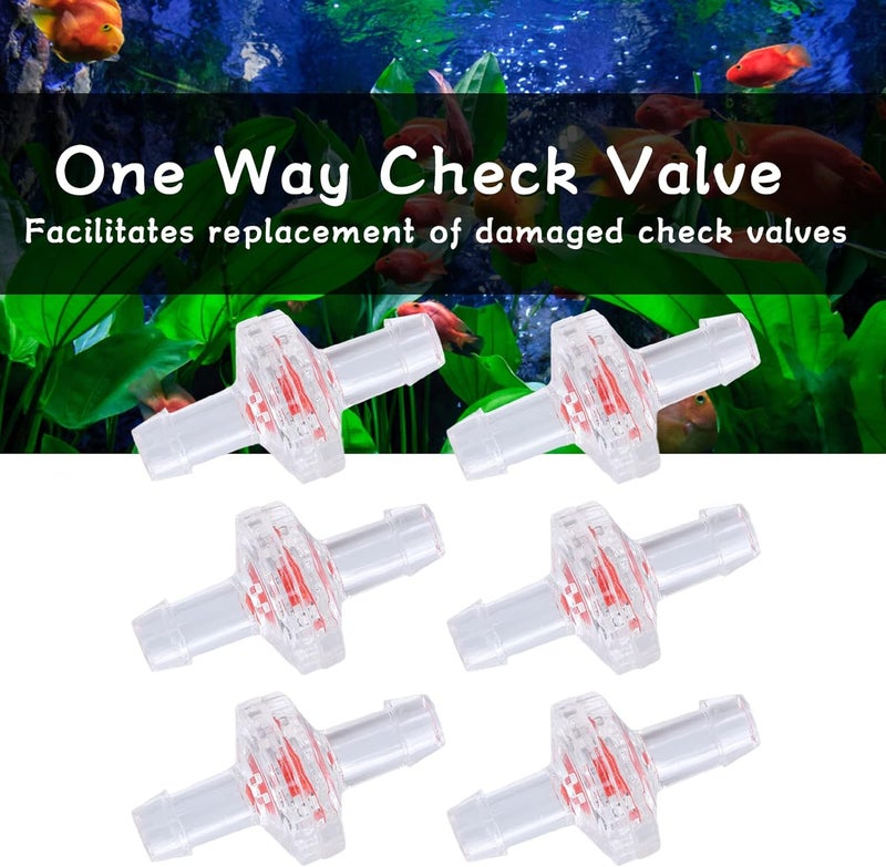 klarako 10 PCS Check Valve, Non Return Wear Resistant One Way Check Valve Plastic Inline Aquarium Air Pump Check Valve with Micro Diaphragm for Fuel, Gas, Liquid, Air, Chemical Industry(7mm Transparent) - Image 2