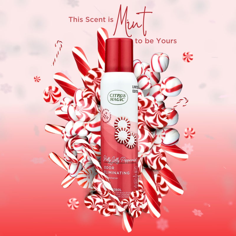 Citrus Magic Holiday Odor Eliminating Air Freshener Spray, Holly Jolly Peppermint, 3-Ounce, Pack of 3 - Image 3