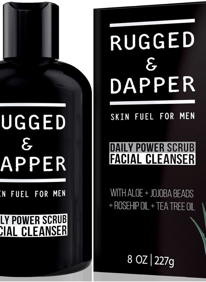 RUGGED & DAPPER - Daily Power Scrub | 8 oz | Premium Exfoliating Mens Face Wash | Deep Cleans + Prevents Breakouts | Face Wash Men's | Natural Ingredients | Made in USA - Image 1