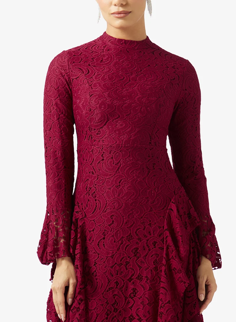 Khizana  Dress With Lace Side Ruffles for Women | Best Price UAE