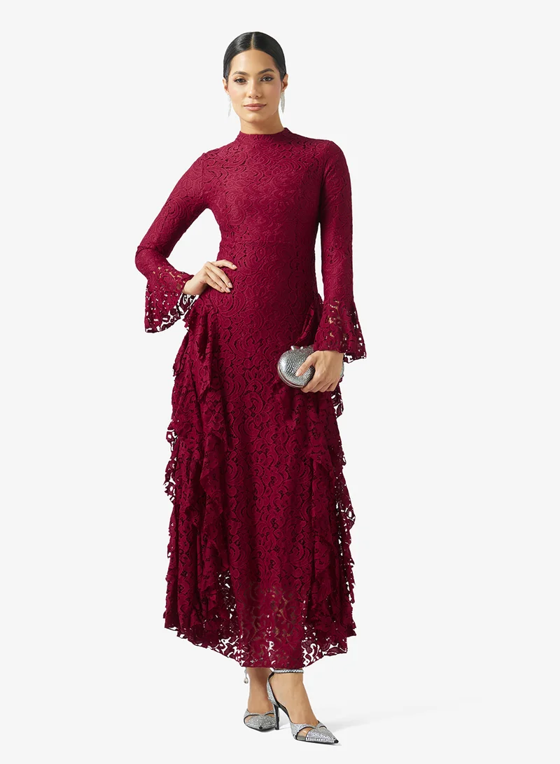 Khizana  Dress With Lace Side Ruffles for Women | Best Price UAE