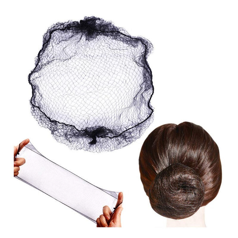 YANTAISIYU 100 Pcs Hair Net 20 Inch Invisible Elastic Mesh Wig nets for Hair Bun Food Service (Bulk Packing,Black) - Image 1