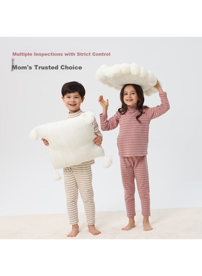 Les enphants Liyingfang Children's Pajamas Thermal Underwear Set Boys Turtleneck Red 150 CM - Image 4