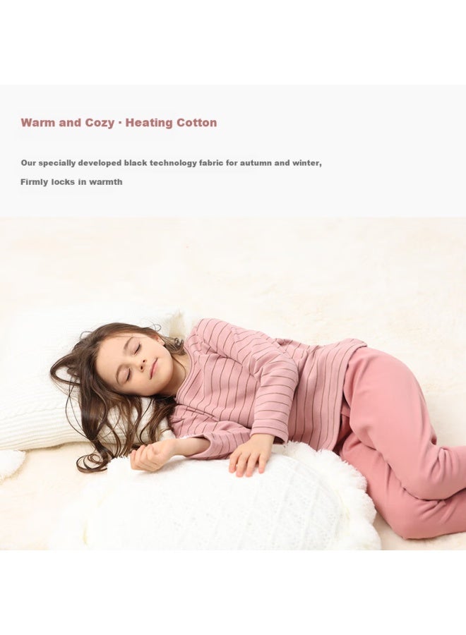 Les enphants Liyingfang Children's Pajamas Thermal Underwear Set Boys Turtleneck Red 150 CM - Image 2