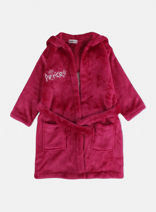 اوركيدز روب مخمل للبنات – فوشيا مع تصميم "Princess" - Image 2