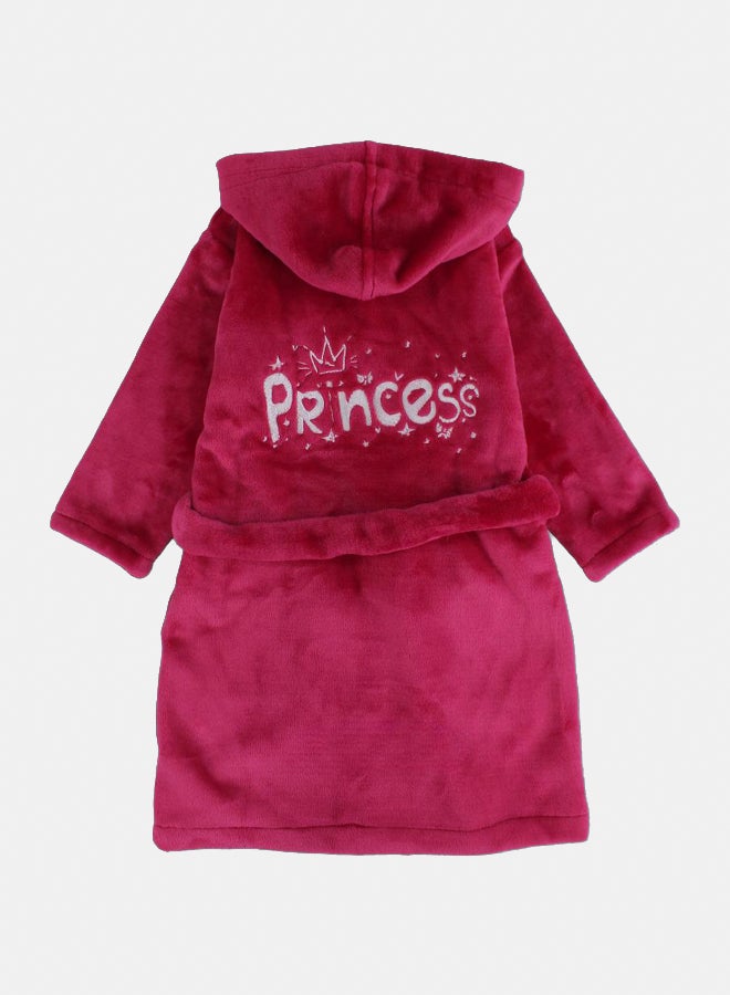 اوركيدز روب مخمل للبنات – فوشيا مع تصميم "Princess" - Image 3