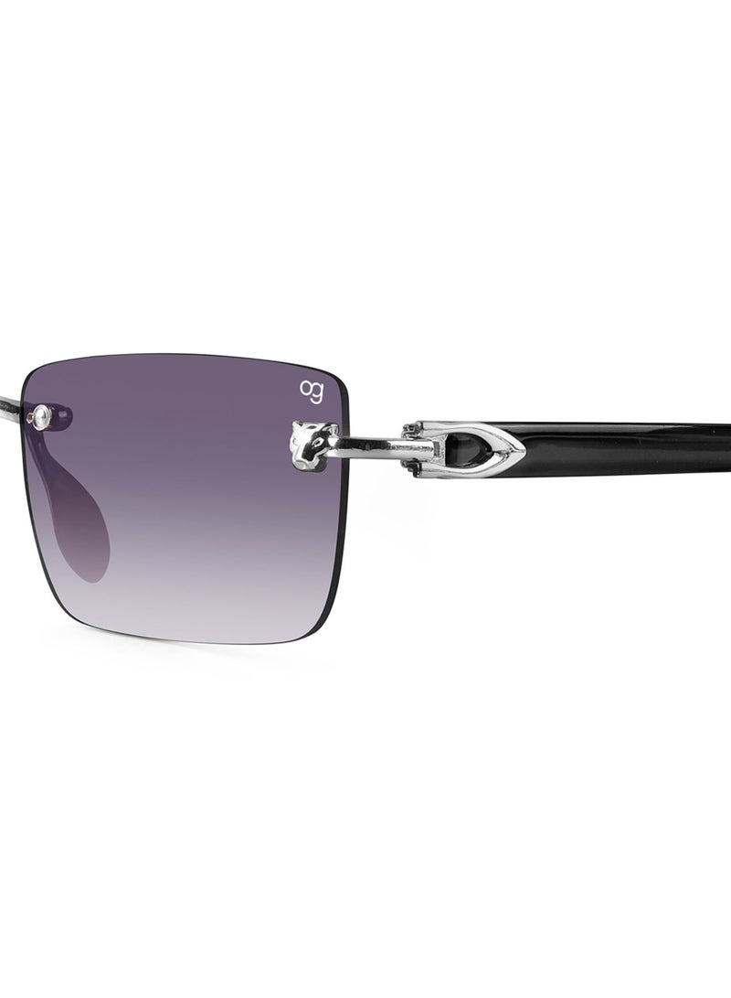 Woggles Xylo Silver Rimless Rectangle Sunglasses |Men & Women|100% UV Protection - Image 3