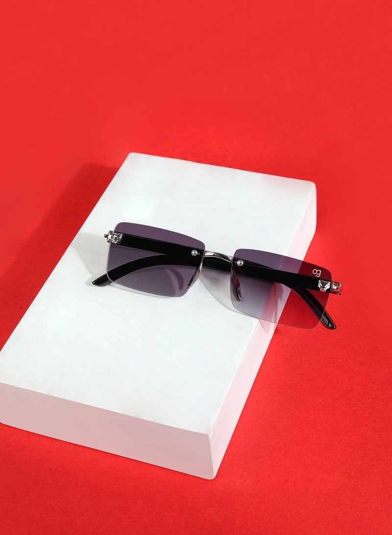 Woggles Xylo Silver Rimless Rectangle Sunglasses |Men & Women|100% UV Protection - Image 1