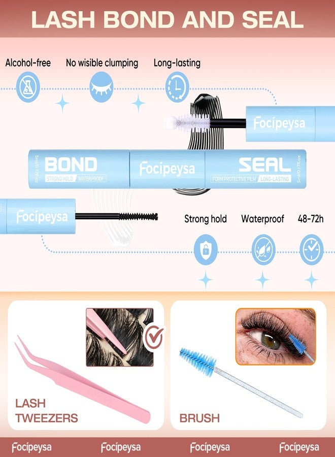 Focipeysa Wispy Lash Clusters Kit Spikes Eyelash Clusters Kit Manga Eyelash Extensions Kit with Bottom Lashes Individual Lashes Extensions Kit with Lash Bond and Seal Lash Tweezers - Image 3