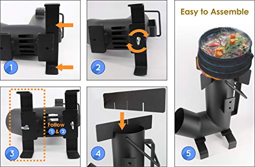 StarBlue Camping Rocket Stove by StarBlue with FREE Carrying Bag - A Portable Wood Burning Camping Stove with Large Chamber Best for Outdoor Cooking, Camping, Picnic, BBQ, Hunting, Fishing - Image 5