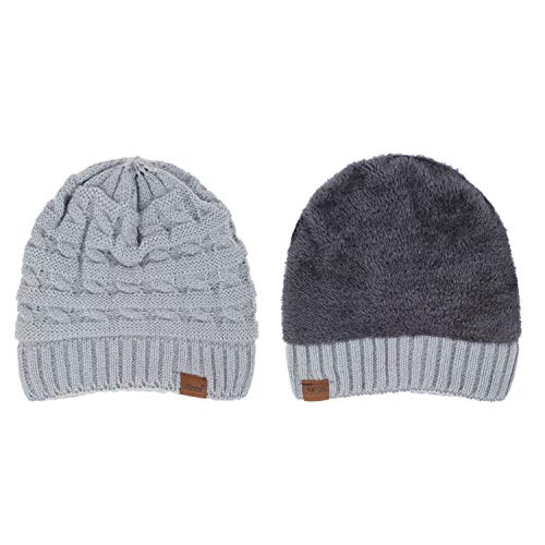 ViGrace Kids Winter Knit Hat Warm Fleece Lined Hats Children Cable Baby Beanie Skull Cap for Girls Boys - Image 2