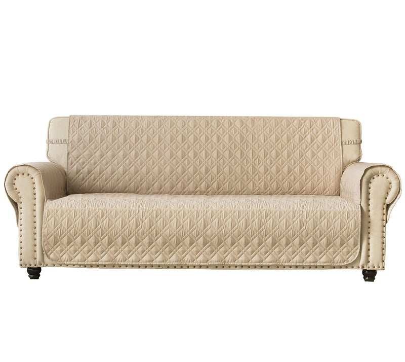 Ameritex Couch Sofa Slipcover 100% Waterproof Nonslip Quilted Furniture Protector for Dogs, Children, Pets, Machine Washable (Beige, 68") - Image 1