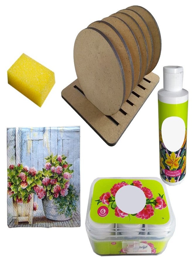 Penkraft Decoupage Art on Round Coasters with Stand DIY Kit | Free Video Tutorial - Image 2