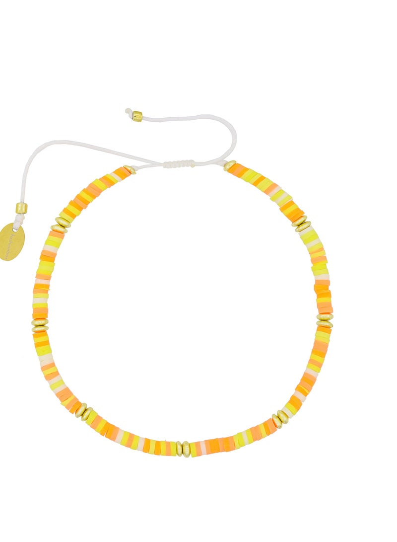 Fashionbox Aurelia  Surfer Anklet Multi Orange 19Cm Gold Plated