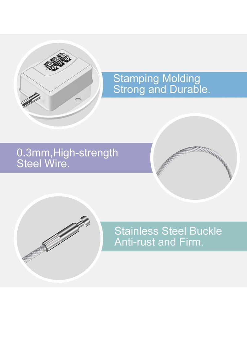 قفل حماية الد draws, 2 قطع قفل تركيبة مقاوم للأطفال قفل كابل إكسسوارات منزلية للخزائن ، الخزانات ، الأدراج ، النوافذ ، الثلاجة (أبيض) - Image 4