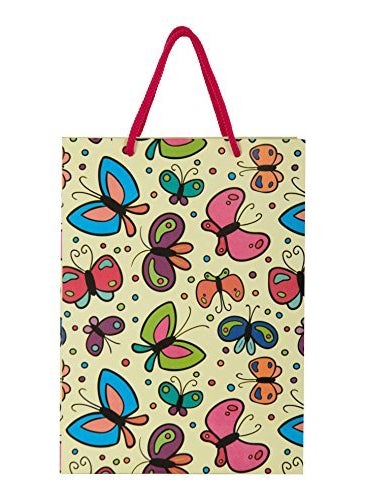 Arrow - Arrow Paper Bags Butterfly Design Gift Bags for Gifting, Weddings, Birthday,Holiday Presents(28 cm x 20 cm x 7.5 cm, Pack of 10)Multicolor - Image 1