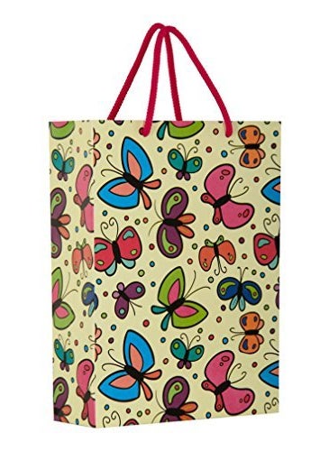 Arrow - Arrow Paper Bags Butterfly Design Gift Bags for Gifting, Weddings, Birthday,Holiday Presents(28 cm x 20 cm x 7.5 cm, Pack of 10)Multicolor - Image 1