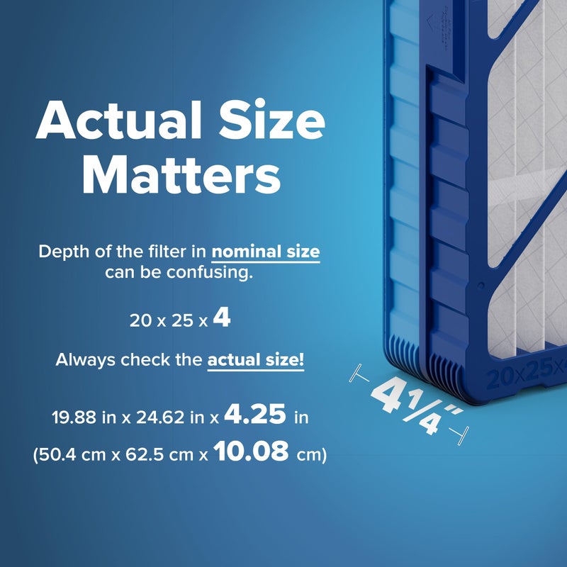 Filtrete 20x25x4 Refillable Air Filter Starter Kit, MPR 1550, MERV 12, 1 Reusable Air Filter Frame & 2 Air Filters, Fits Honeywell & Lennox, Allergen Bacteria & Virus, Actual size 19.88 x 24.62 x 4.25 - Image 5