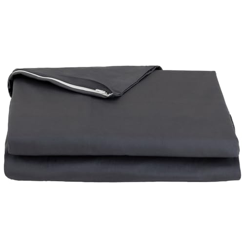FULI 100% Cotton Zippered Futon Cover, Japanese Futon Mattress Cover, Shikibuton, Made in Japan (Twin, Dark Gray) - Image 1