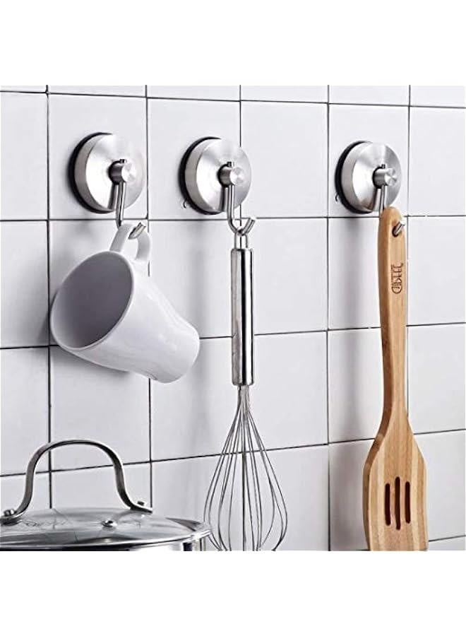 Suction Cup Hooks Heavy Duty for Shower Loofah Towel Holder Vacuum Key Hook Bathroom Glass Shower Door Hanger Wreath Kitchen Dishcloth Hanging Hook Stainless Steel Brushed Finish 2 Packs - Image 5