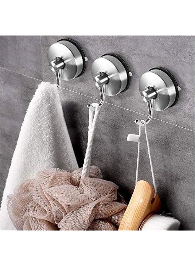 Suction Cup Hooks Heavy Duty for Shower Loofah Towel Holder Vacuum Key Hook Bathroom Glass Shower Door Hanger Wreath Kitchen Dishcloth Hanging Hook Stainless Steel Brushed Finish 2 Packs - Image 4